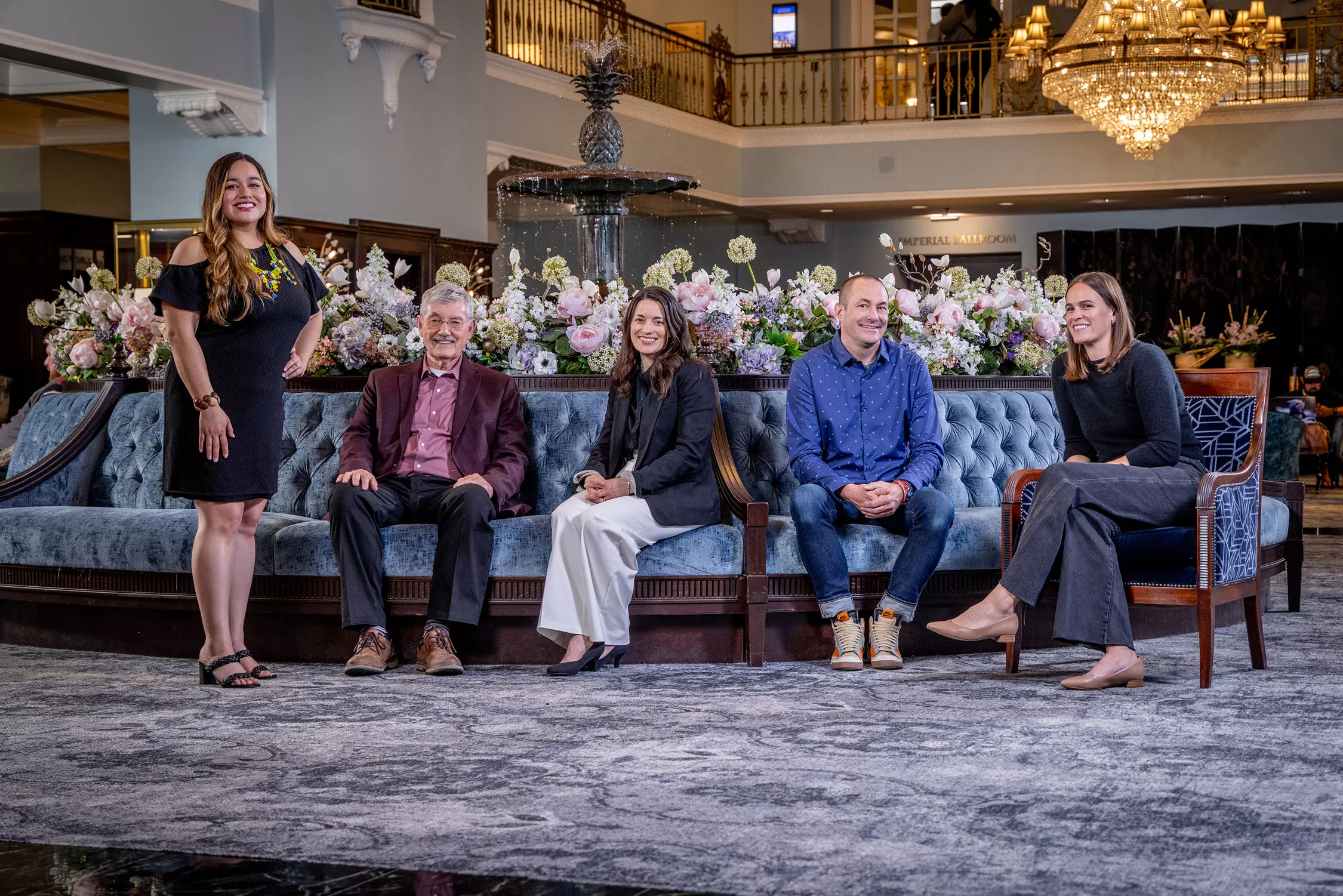 Architects 2025 Cohort, from left to right, Nadine Rios-Rivas; John Allegretti, FAIA, LEED AP BD+C; Carly Camardo Drenth, AIA, LEED AP B+C; Jeff Klymson, OAA, AIA, NCARB; Anna Pettinga, AIA